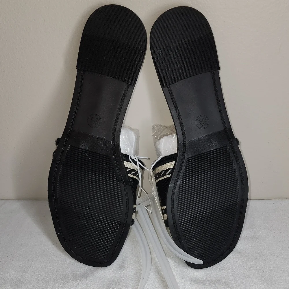 A New Day Black and Cream Sporty Slide Sandals
